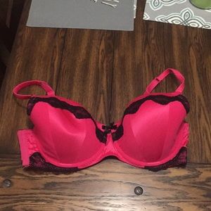 Hot pink and black bra
